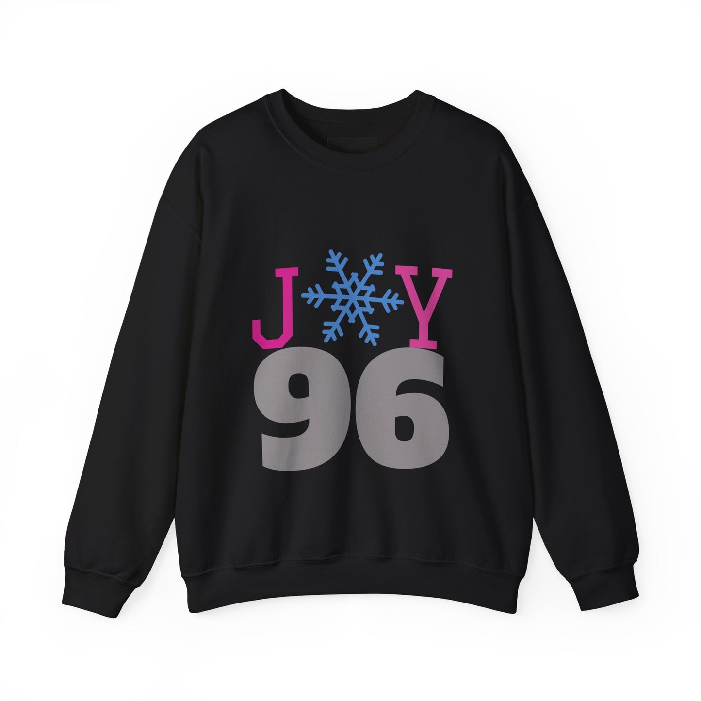 Crewneck Sweatshirt — Joy 96 Snowflake Front & Sunflower Cyclist Back