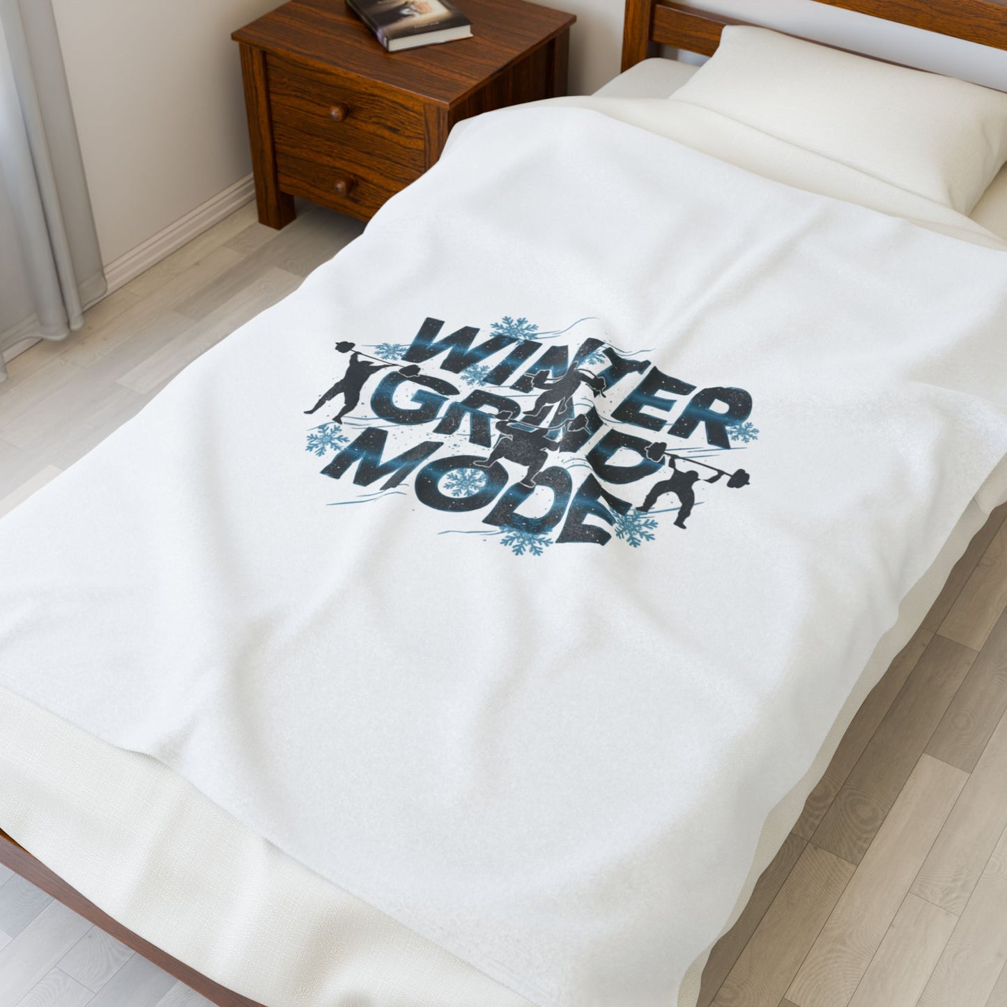 Winter Grind Mode Velveteen Plush Blanket | winter workout, cold season grind