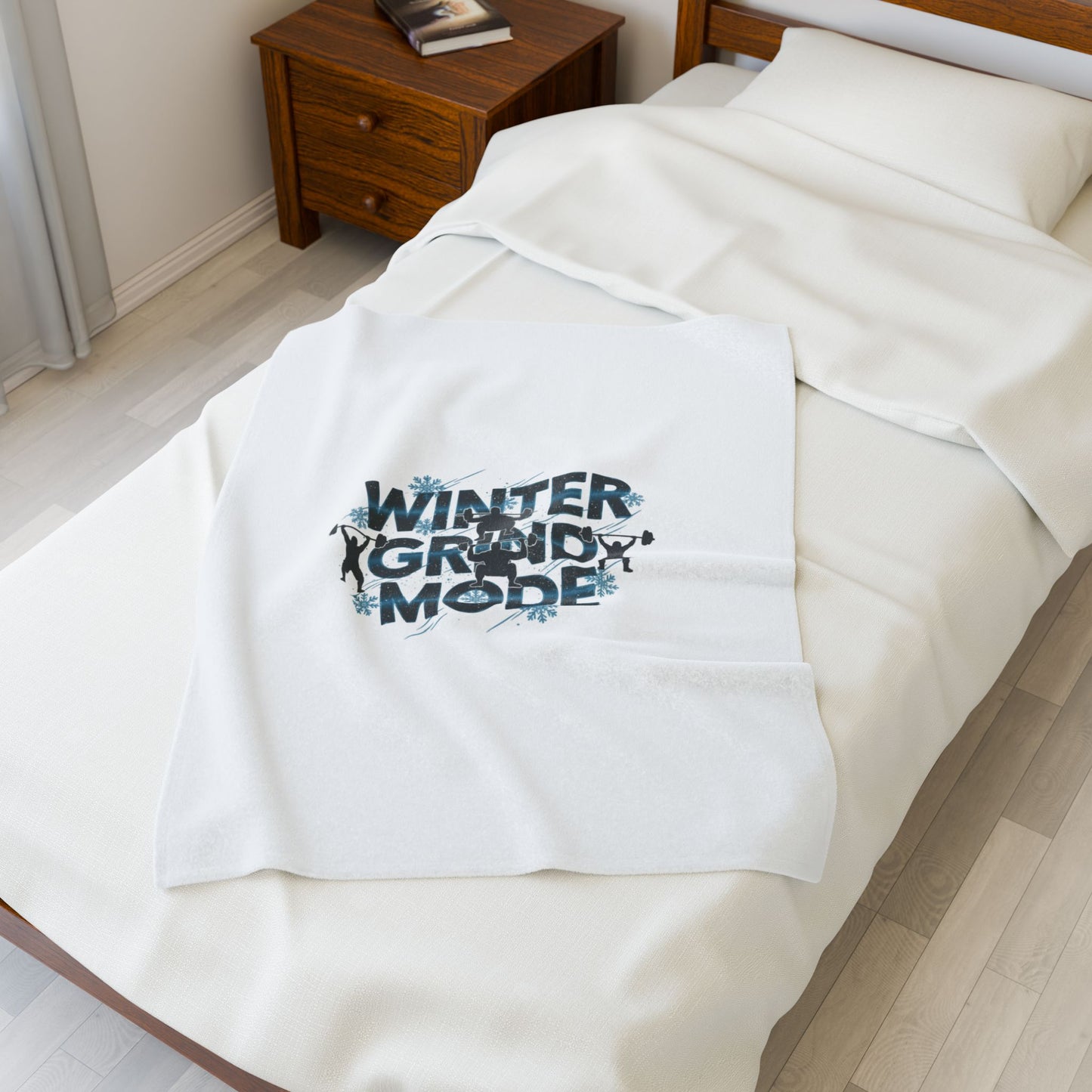 Winter Grind Mode Velveteen Plush Blanket | winter workout, cold season grind