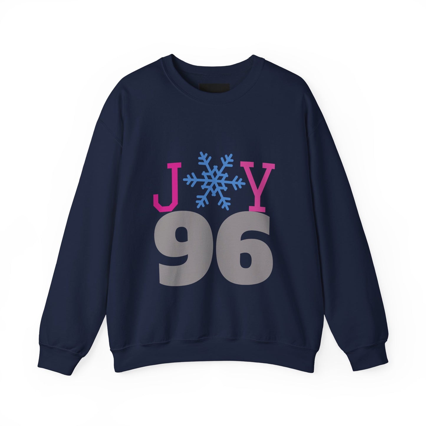 Crewneck Sweatshirt — Joy 96 Snowflake Front & Sunflower Cyclist Back