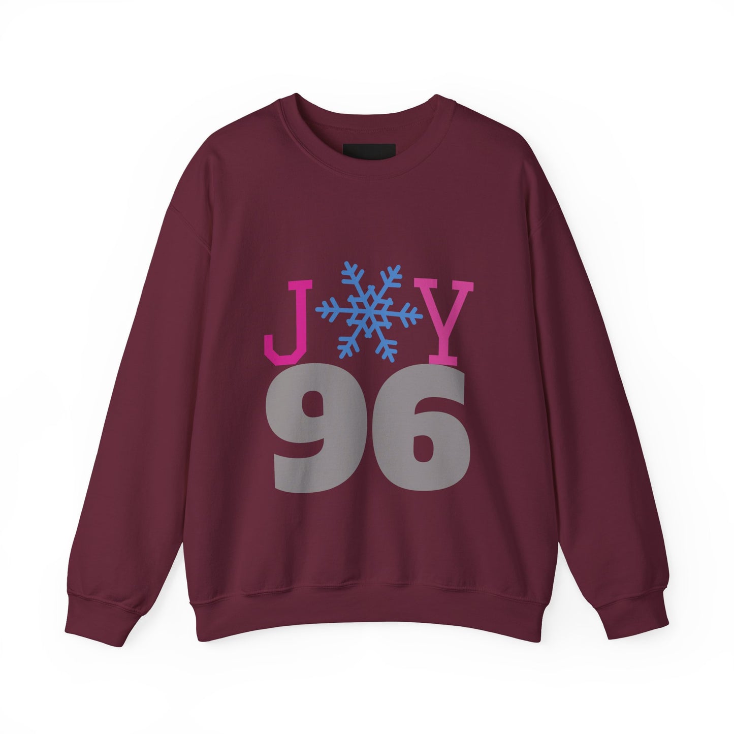 Crewneck Sweatshirt — Joy 96 Snowflake Front & Sunflower Cyclist Back