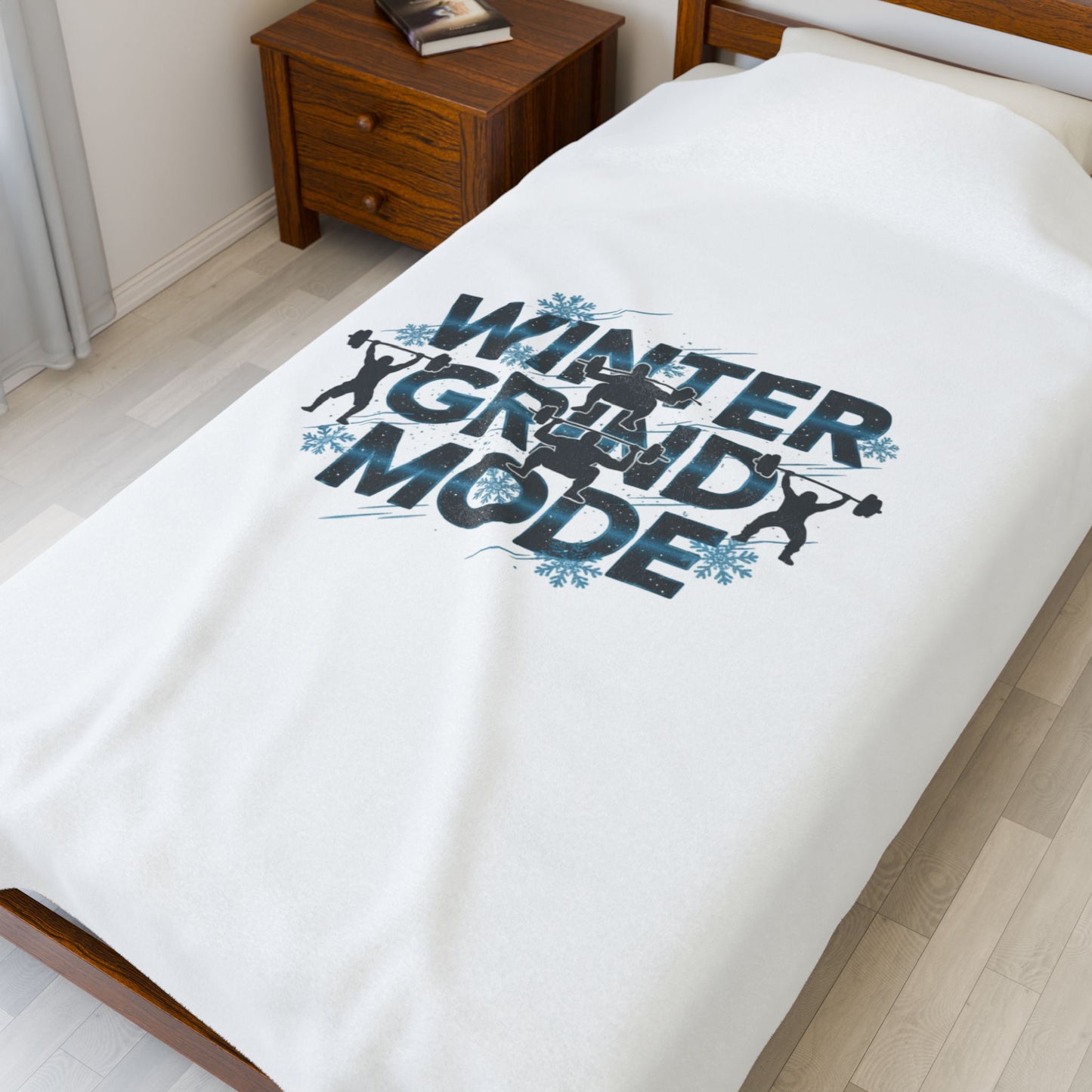 Winter Grind Mode Velveteen Plush Blanket | winter workout, cold season grind