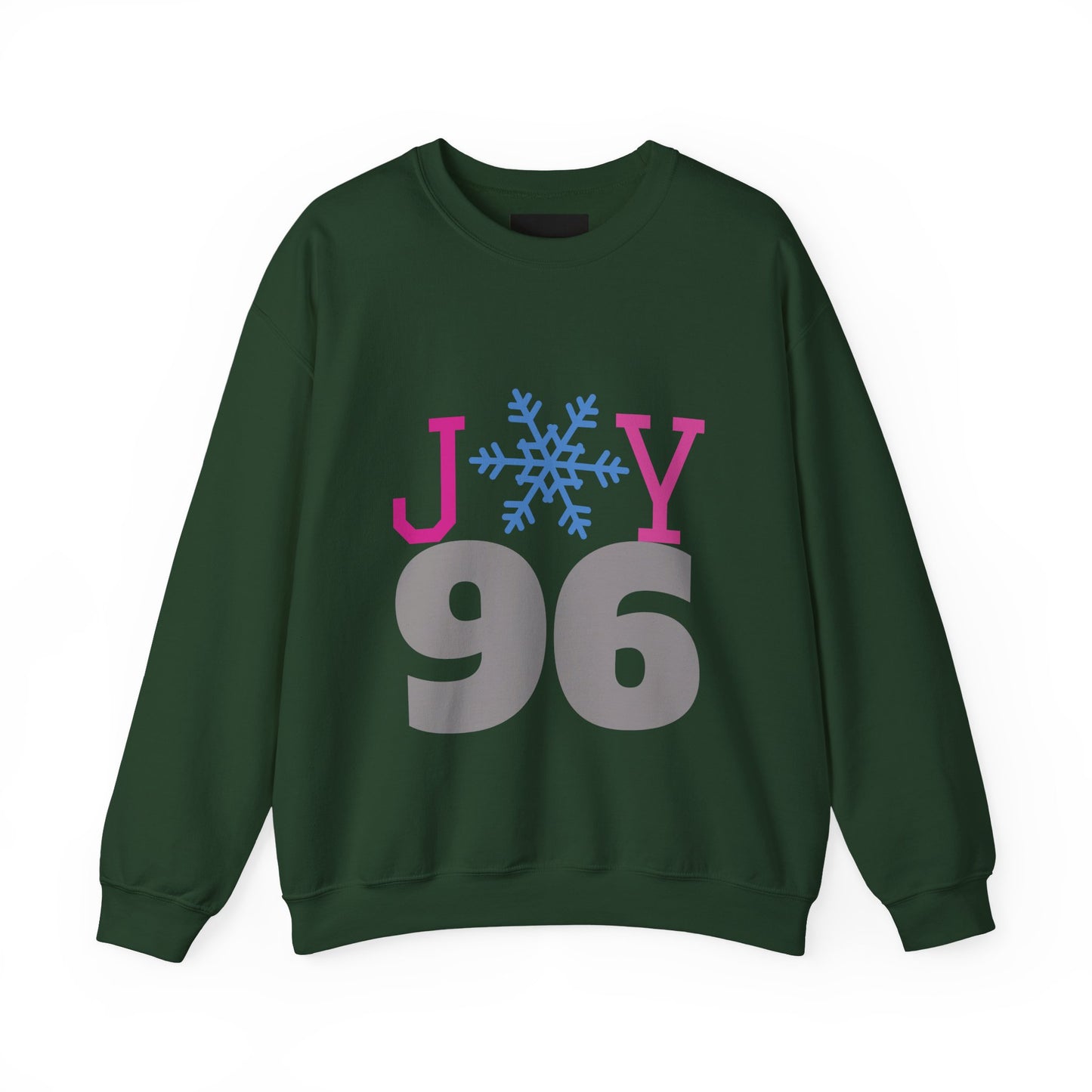 Crewneck Sweatshirt — Joy 96 Snowflake Front & Sunflower Cyclist Back