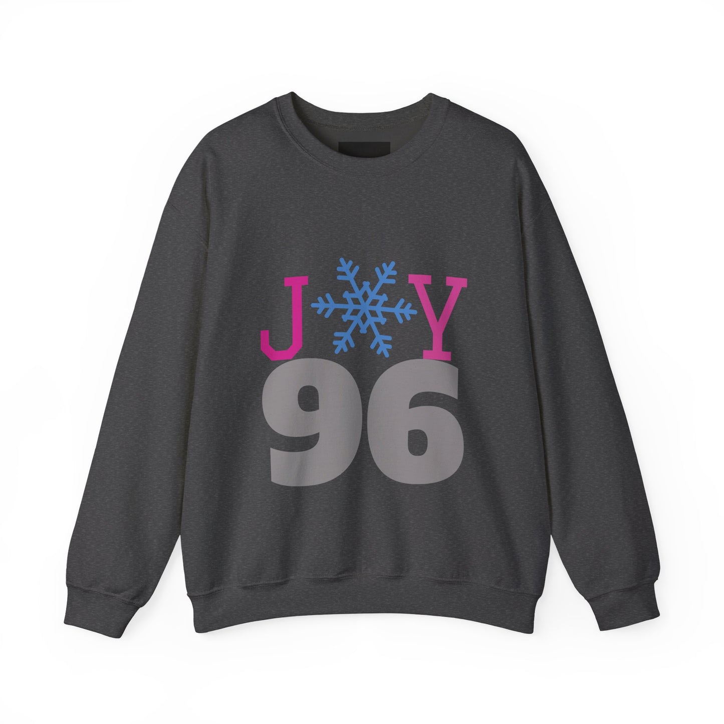 Crewneck Sweatshirt — Joy 96 Snowflake Front & Sunflower Cyclist Back