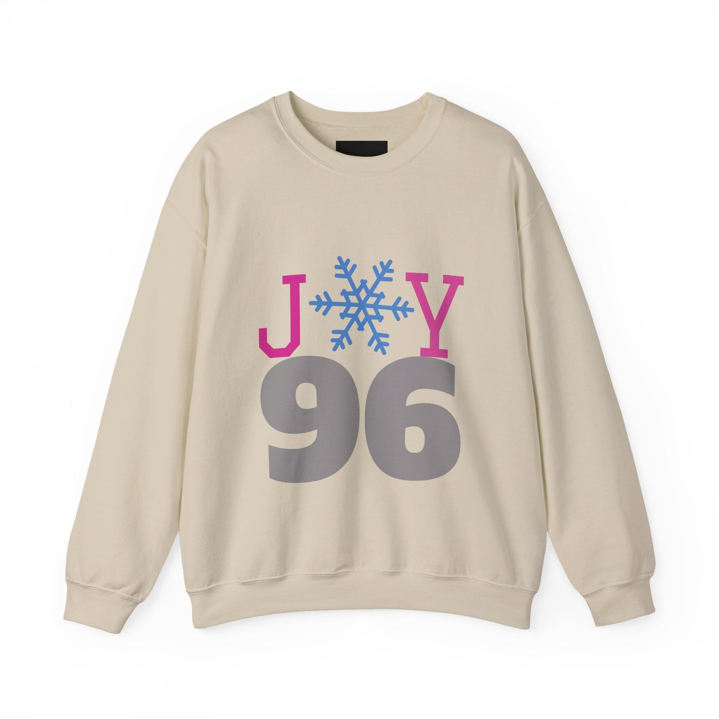 Crewneck Sweatshirt — Joy 96 Snowflake Front & Sunflower Cyclist Back