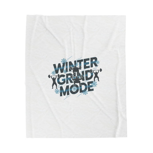 Winter Grind Mode Velveteen Plush Blanket | winter workout, cold season grind